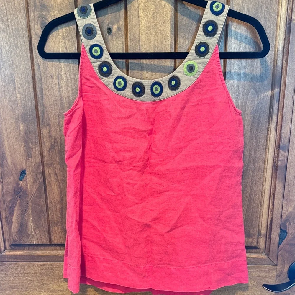 Boden Pink and Tan Embellished Tank Top - Picture 4 of 5